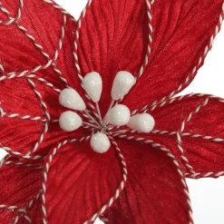 Red Poinsettia Flower Stem with Twine Trim Christmas Flowers|
