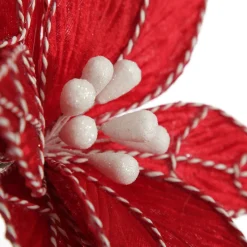 Red Poinsettia Flower Stem with Twine Trim Christmas Flowers|