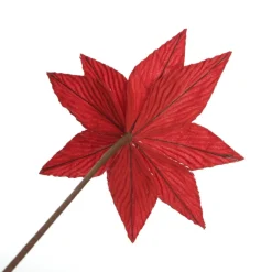 Red Poinsettia Flower Stem with Twine Trim Christmas Flowers|