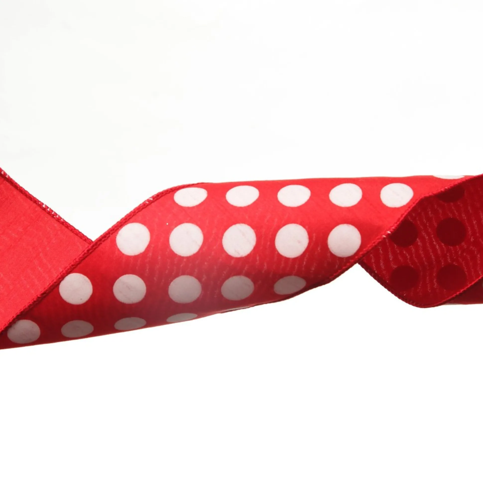 Red Satin Christmas Ribbon Garland with White Dots Tree Garlands|