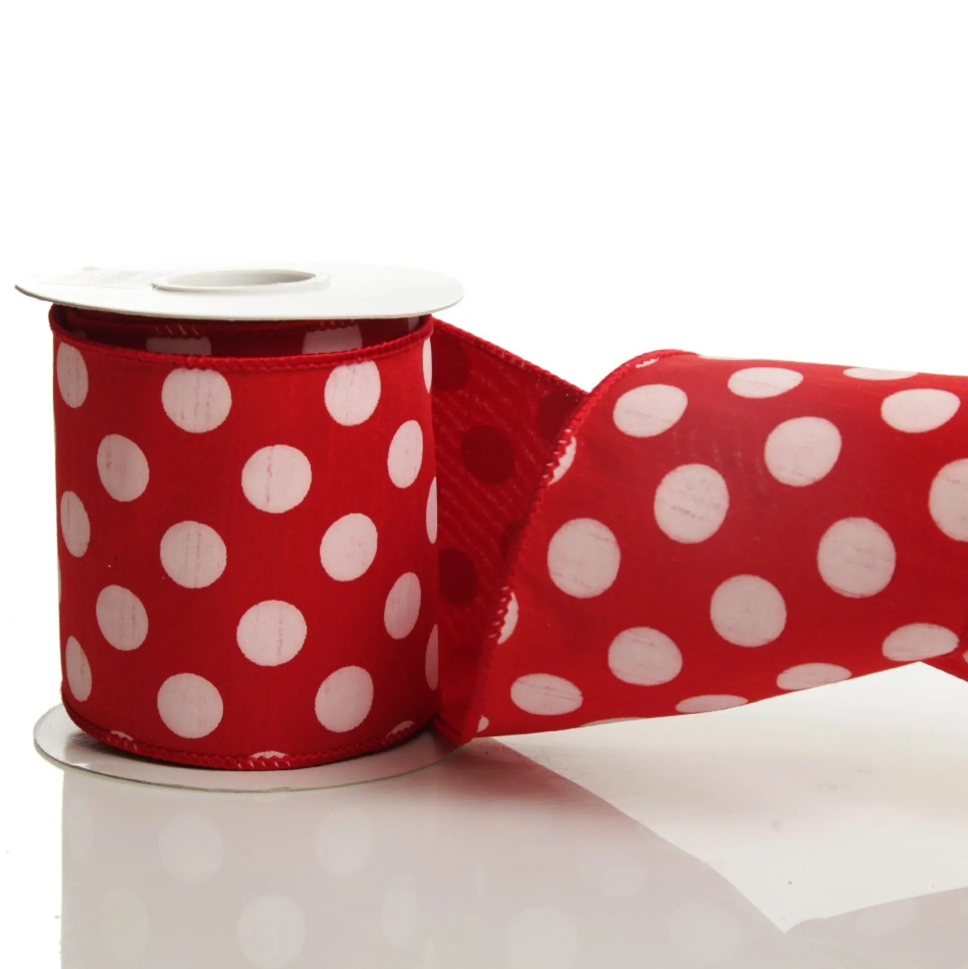 Red Satin Christmas Ribbon Garland with White Dots Tree Garlands|