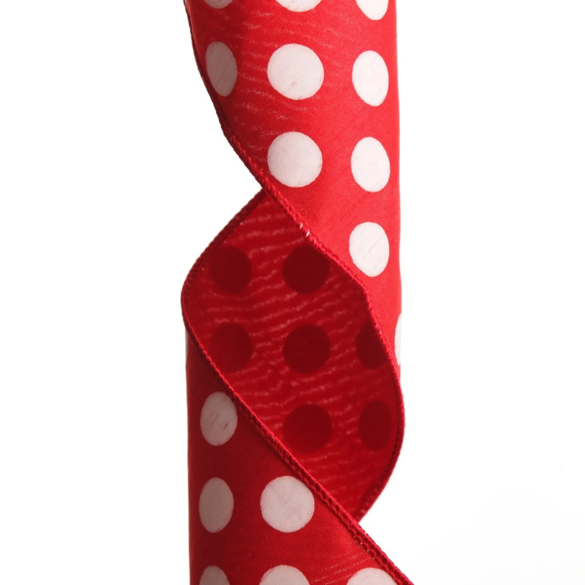 Red Satin Christmas Ribbon Garland with White Dots Tree Garlands|