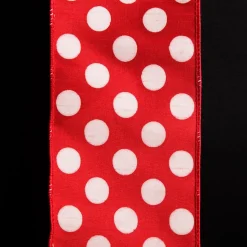 Red Satin Christmas Ribbon Garland with White Dots Tree Garlands|