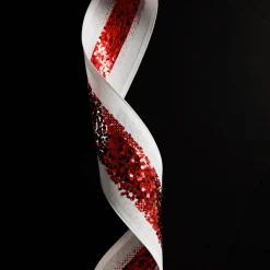 Red Sequin Wired Christmas Ribbon Ribbons|