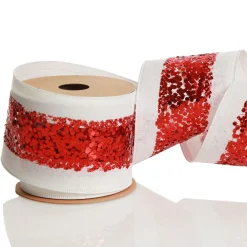 Red Sequin Wired Christmas Ribbon Ribbons|