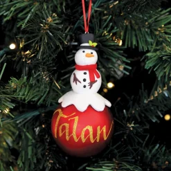 Red Snowman Christmas Character Bauble Personalised Baubles|