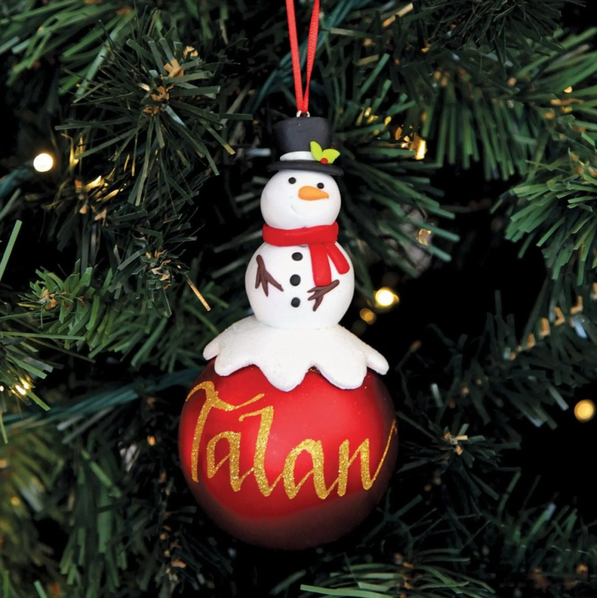 Red Snowman Christmas Character Bauble Personalised Baubles|