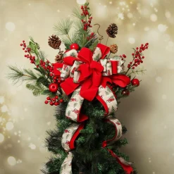 Red Truck Deluxe Tree Topper Bow with Streamers Tree Toppers|