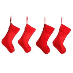 Red Velour Christmas Stocking - Set of 4 Personalised Stockings|