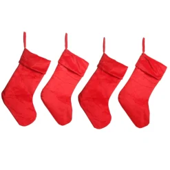 Red Velour Christmas Stocking - Set of 4 Personalised Stockings|