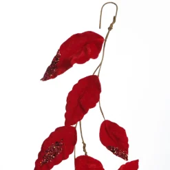 Red Velvet and Sequin Leaf Christmas Garland Christmas Garlands|