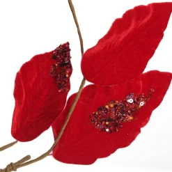Red Velvet and Sequin Leaf Christmas Garland Christmas Garlands|