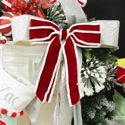 Red Velvet Christmas Bow with Fur Trim Christmas Bells And Bows|