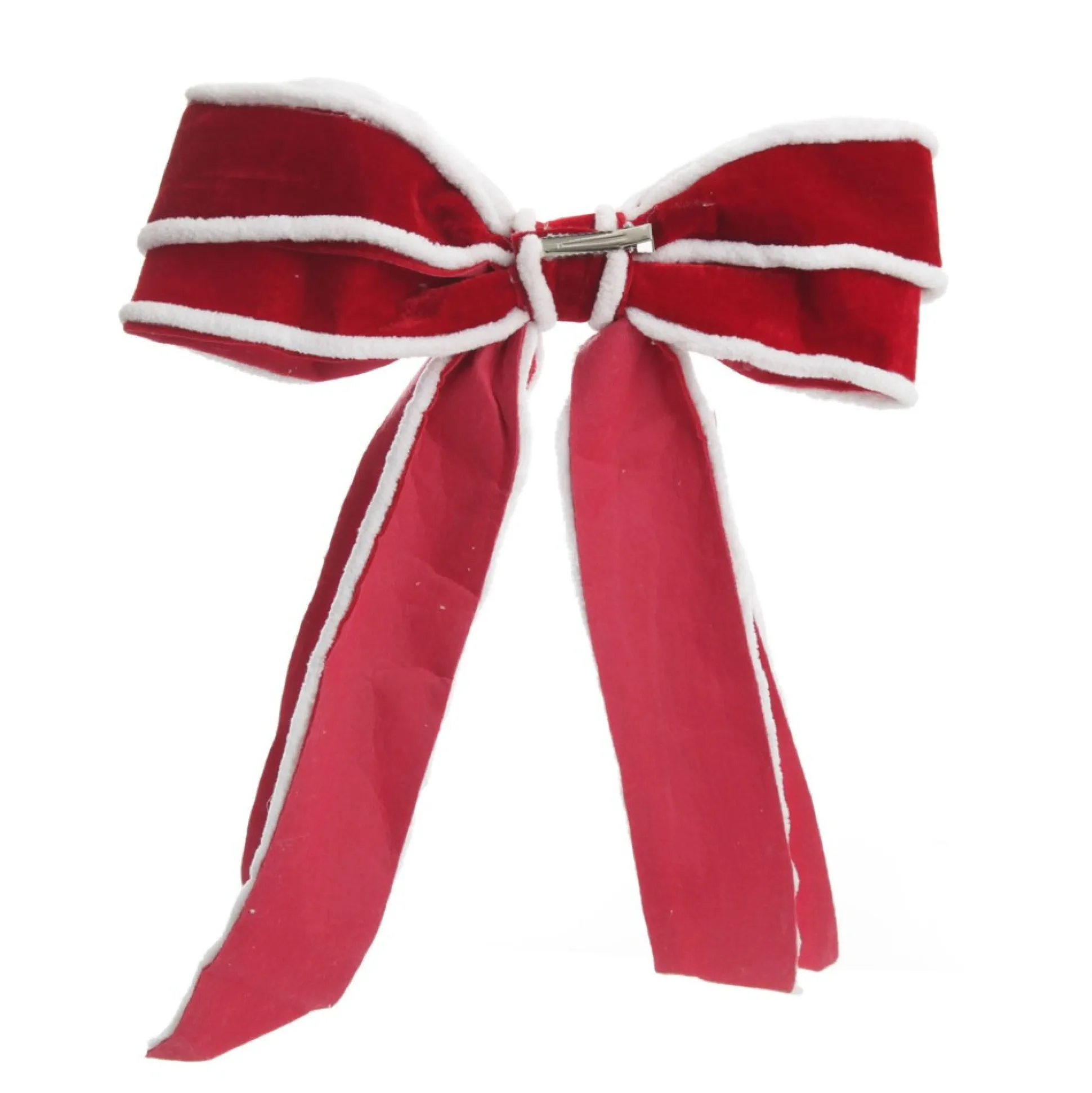 Red Velvet Christmas Bow with Fur Trim Christmas Bells And Bows|