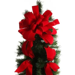 Red Velvet Deluxe Tree Topper Bow with Streamers Tree Toppers|