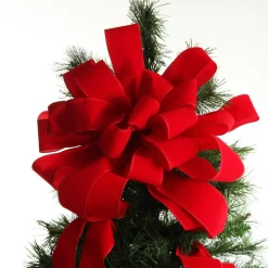 Red Velvet Deluxe Tree Topper Bow with Streamers Tree Toppers|