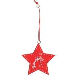 Red Vintage Deer Stamped Christmas Decorations - Set of 6 Christmas Tree Decorations|
