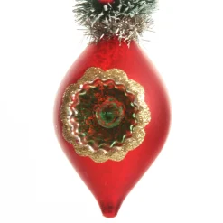 Red Vintage Glass Christmas Finial with Tree Christmas Tree Decorations|