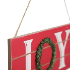 Red Wood Hanging Christmas Joy Plaque Wall Hangings And Signs|