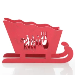 Red Wooden Sleigh with Merry Christmas Christmas Ornaments|