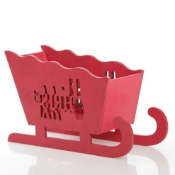 Red Wooden Sleigh with Merry Christmas Christmas Ornaments|