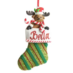 Reindeer in Glitter Stocking Decoration Personalised Decorations|
