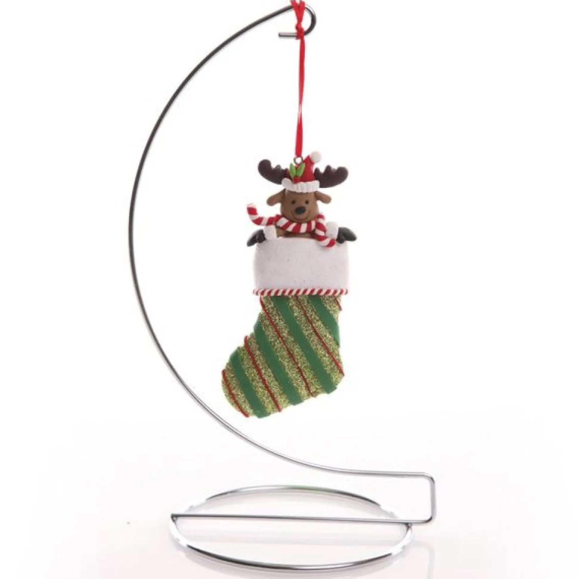 Reindeer in Glitter Stocking Decoration Personalised Decorations|