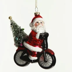 Retro Glass Santa on Motorbike Christmas Decoration Christmas Tree Decorations|