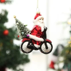 Retro Glass Santa on Motorbike Christmas Decoration Christmas Tree Decorations|