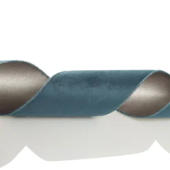 Reversible Blue Velvet and Champagne Satin Wired Christmas Ribbon Garland Tree Garlands|