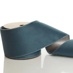 Reversible Blue Velvet and Champagne Satin Wired Christmas Ribbon Garland Tree Garlands|