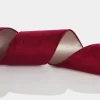 Reversible Dark Red Velvet and Gold Satin Wired Christmas Ribbon Garland Tree Garlands|