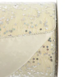 Reversible Ivory Velvet and Silver Sequin Wired Ribbon Garland Tree Garlands|