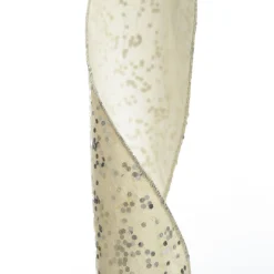 Reversible Ivory Velvet and Silver Sequin Wired Ribbon Garland Tree Garlands|