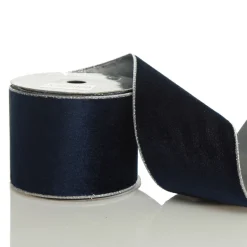 Reversible Navy Velour and Satin Wired Christmas Ribbon Garland Tree Garlands|