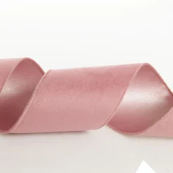 Reversible Pink Velvet and Satin Wired Christmas Ribbon Garland Tree Garlands|