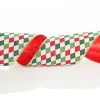 Reversible Red White Green Harlequin Pattern Wired Christmas Ribbon Garland Tree Garlands|