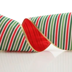 Reversible Red White Green Striped Wired Christmas Ribbon Garland Tree Garlands|