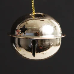 Rose Gold and White 4cm Jingle Bell Decorations - Box of 12 Christmas Bells And Bows|