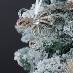 Rose Gold Glitter and Clear Acrylic Bow Tree Decoration Christmas Tree Decorations|
