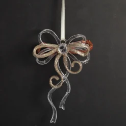 Rose Gold Glitter and Clear Acrylic Bow Tree Decoration Christmas Tree Decorations|