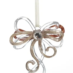 Rose Gold Glitter and Clear Acrylic Bow Tree Decoration Christmas Tree Decorations|
