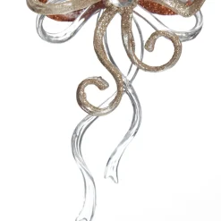 Rose Gold Glitter and Clear Acrylic Bow Tree Decoration Christmas Tree Decorations|