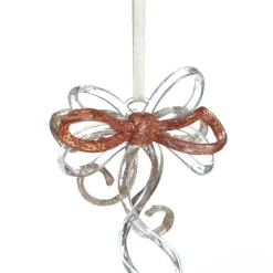 Rose Gold Glitter and Clear Acrylic Bow Tree Decoration Christmas Tree Decorations|