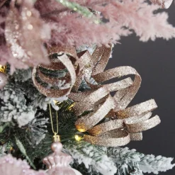 Rose Gold Glitter Curly Ribbon Christmas Pick Christmas Tree Picks|