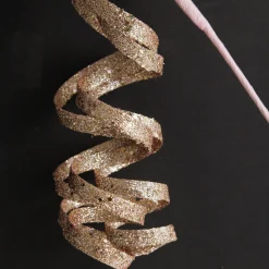 Rose Gold Glitter Curly Ribbon Christmas Pick Christmas Tree Picks|