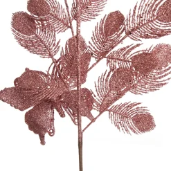 Rose Gold Glitter Feathers with Butterfly Spray Pick Christmas Sprays|