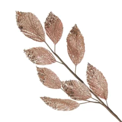 Rose Gold Glitter Leaf Spray with Sequin Tips Christmas Sprays|