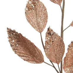 Rose Gold Glitter Leaf Spray with Sequin Tips Christmas Sprays|
