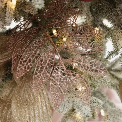 Rose Gold Glitter Mesh Leaf Spray Christmas Sprays|
